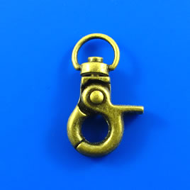 Clasp, lobster claw, brass-plated, 32x18mm with swivel. Pkg of 2