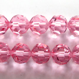 Bead, crystal, pink, 12mm faceted round. 25pcs.