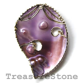 Pendant, shell, 45x60mm. Sold individually.