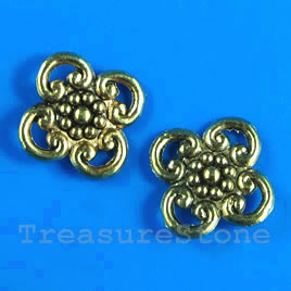Bead, link, connector, gold-finished, 15x2mm. Pkg of 15.