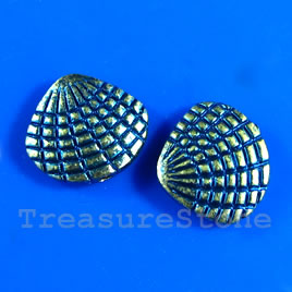 Bead, blue finished, 12x13mm shell spacer. Pkg of 6.
