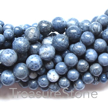 Bead, blue coral, 8mm round. 15.5 inch, 46pcs