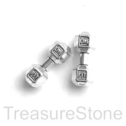 Bead, antiqued silver-finished, 8x21mm dumbbell. Pkg of 5. Bead, antiqued silver-finished, 8x21mm dumbbell. Pkg of 5.